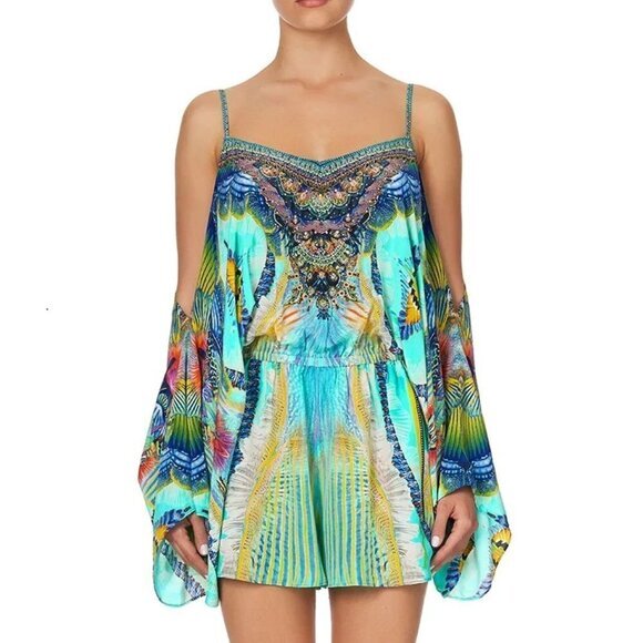 Camilla Pants - Camilla Reef Warrior Drop‎ Shoulder Playsuit Romper Size XS b75